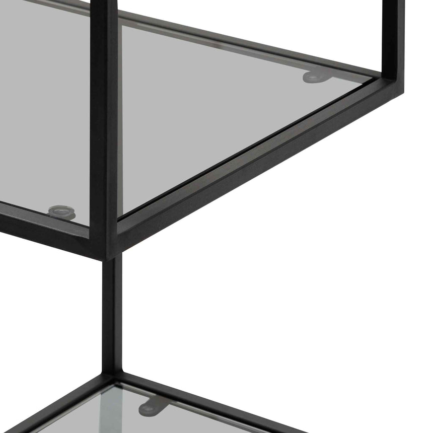 1.2m Grey Glass Shelving Unit - Black Frame - View 9