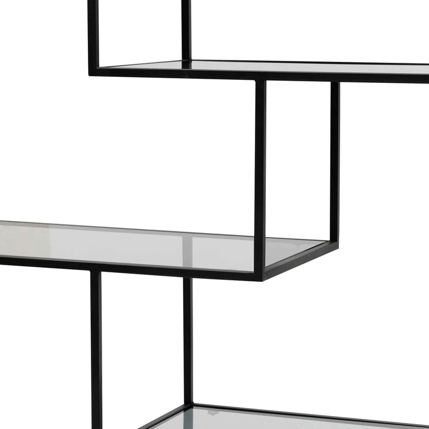 1.2m Grey Glass Shelving Unit - Black Frame - View 6