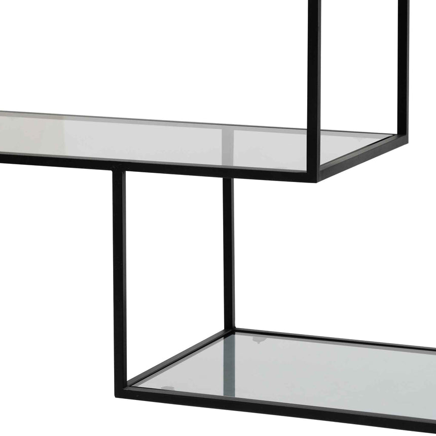 1.2m Grey Glass Shelving Unit - Black Frame - View 7