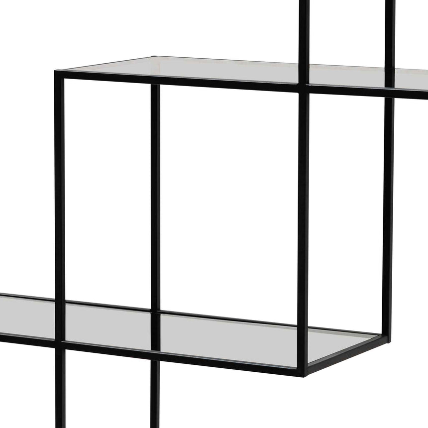 Grey Glass Small Shelving Unit - Black Frame - View 11