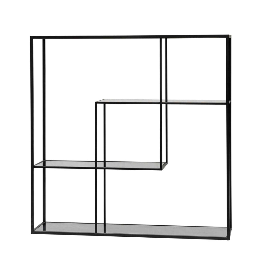 Grey Glass Small Shelving Unit - Black Frame - View 3