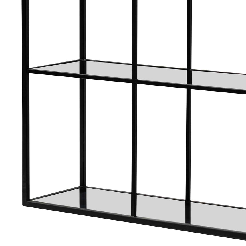 Grey Glass Small Shelving Unit - Black Frame - View 5
