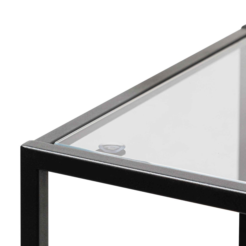 Grey Glass Small Shelving Unit - Black Frame - View 7