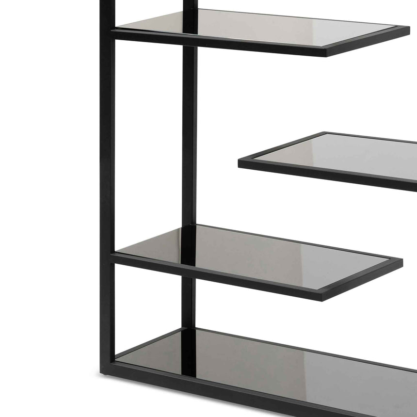 1.8m(H) Black Glass Shelving Unit - Black Frame - View 4
