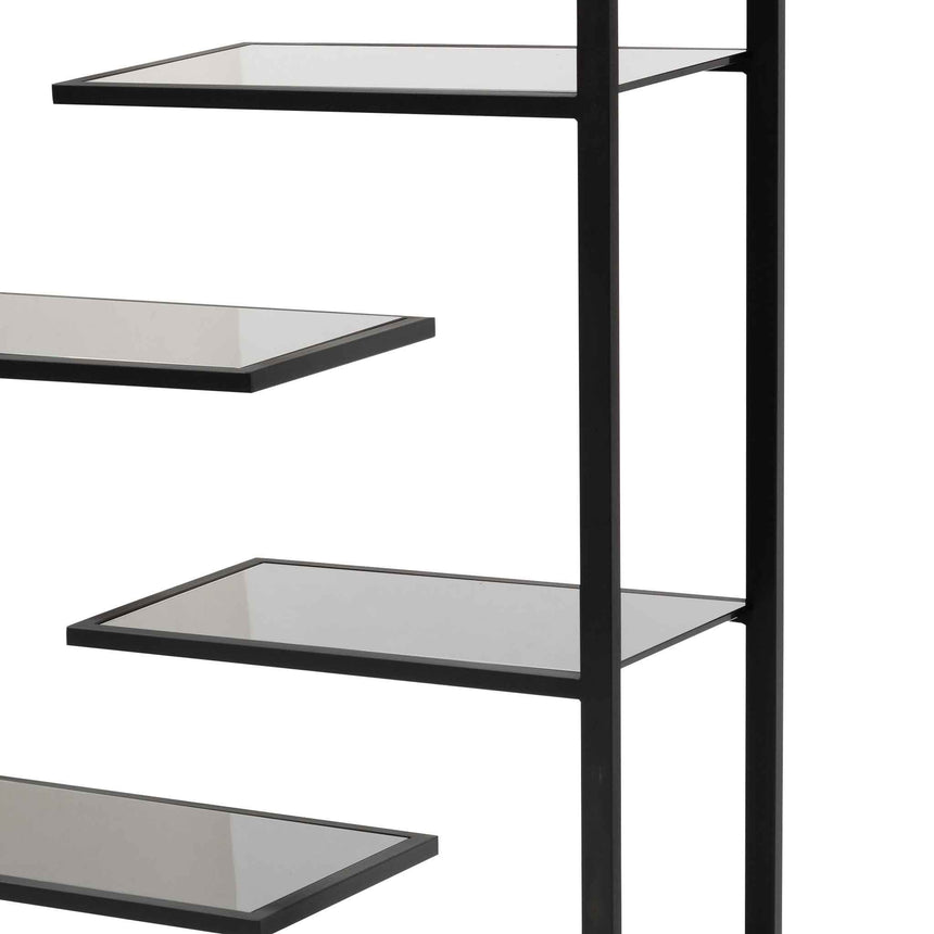1.8m(H) Black Glass Shelving Unit - Black Frame - View 5