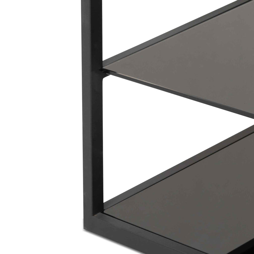 1.8m(H) Black Glass Shelving Unit - Black Frame - View 6