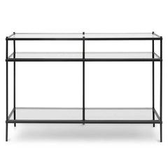 Ex Display - CDT6395-KS 1.2m Grey Glass Console Table - Black Base