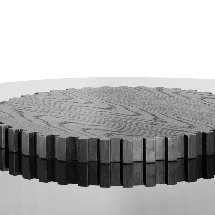1.2m Grey Glass Round Dining Table - Black - View 6