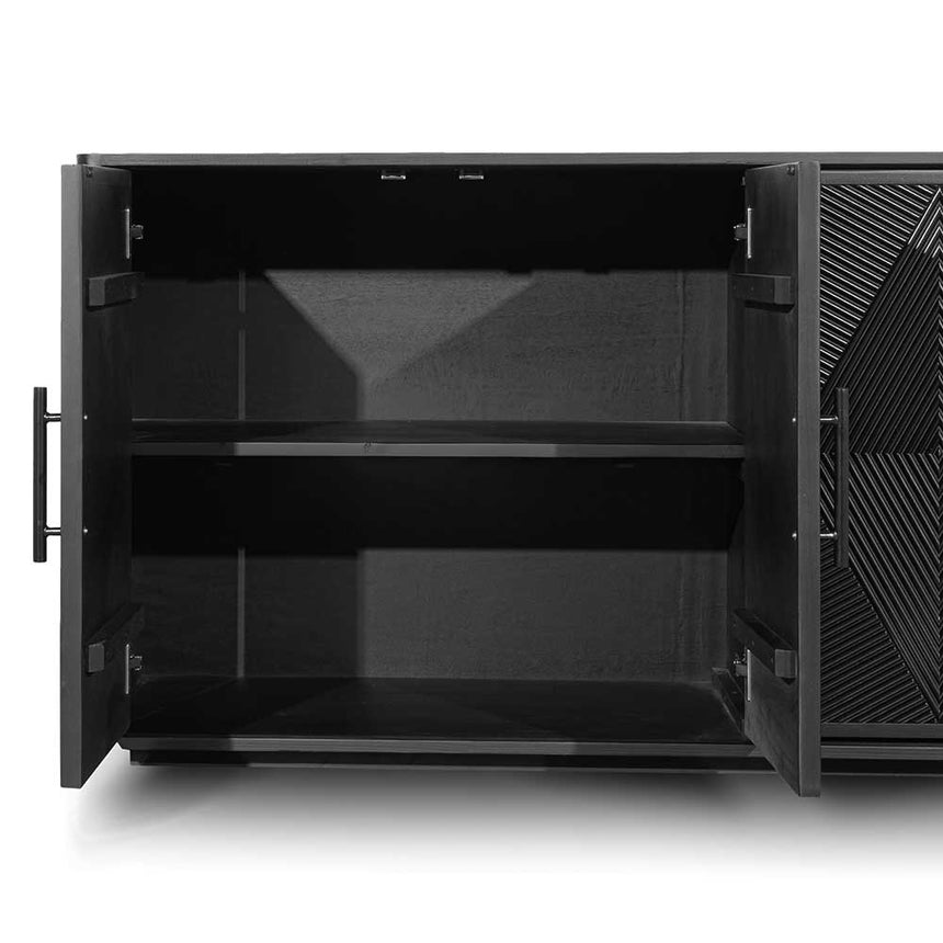1.7m Wooden Buffet Unit - Full Black - View 10