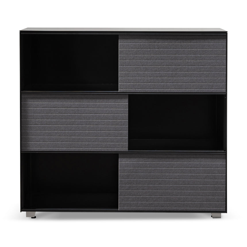 Inter-layered Black Storage Cabinet - Grey Doors - View 3