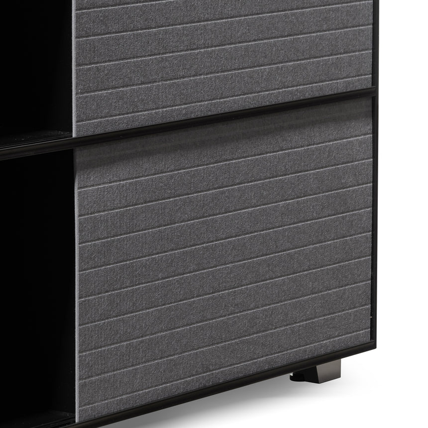 Inter-layered Black Storage Cabinet - Grey Doors - View 7