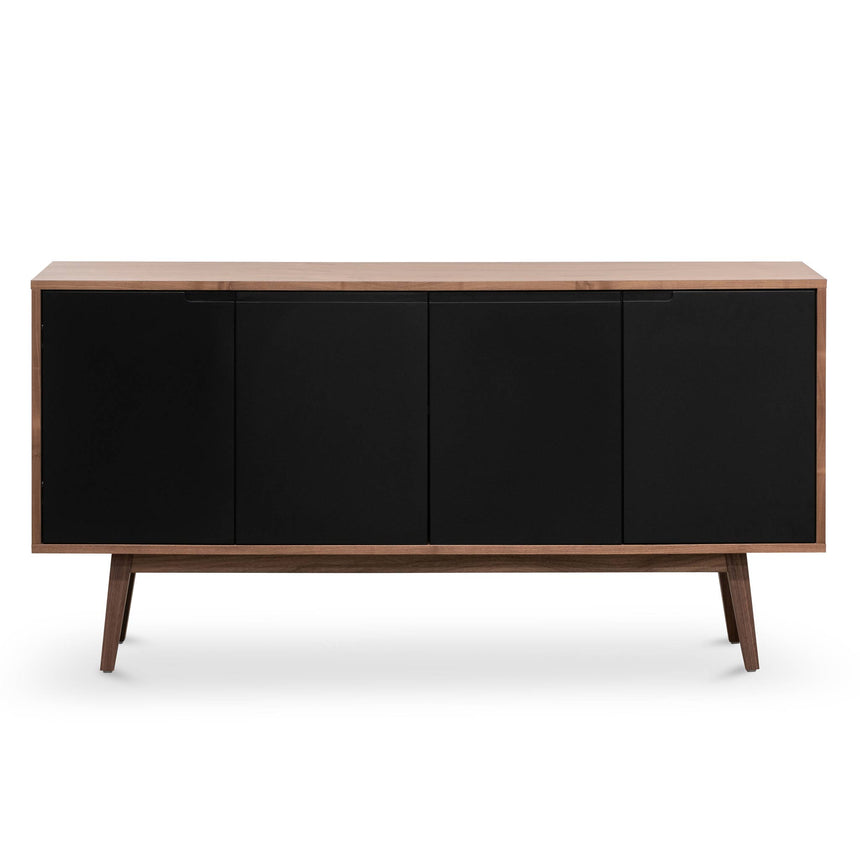 1.6m Sideboard Buffet Unit - Walnut with Black Doors - View 2