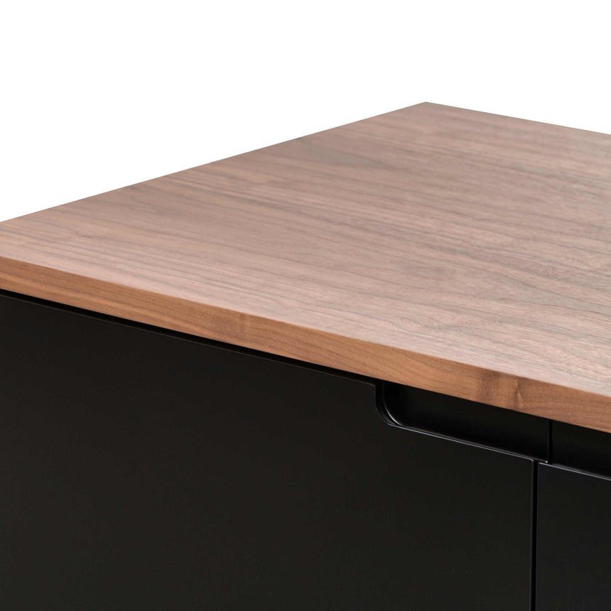 1.6m Sideboard Buffet Unit - Walnut with Black Doors - View 6