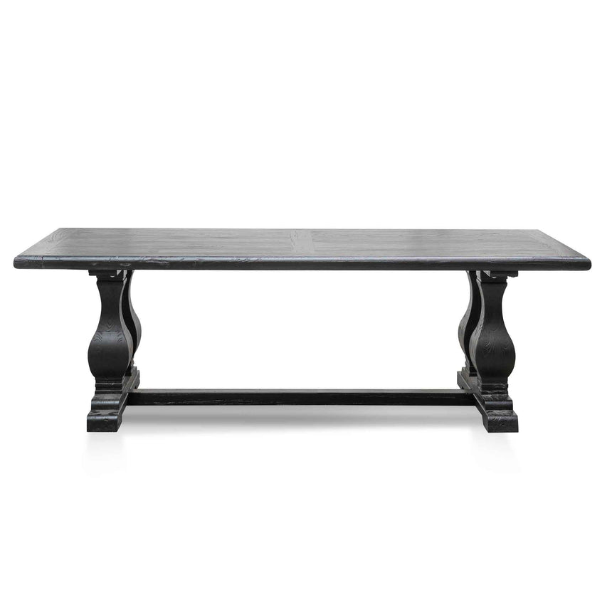 Elm Wood Dining Table 2.4m - Full Black - View 3