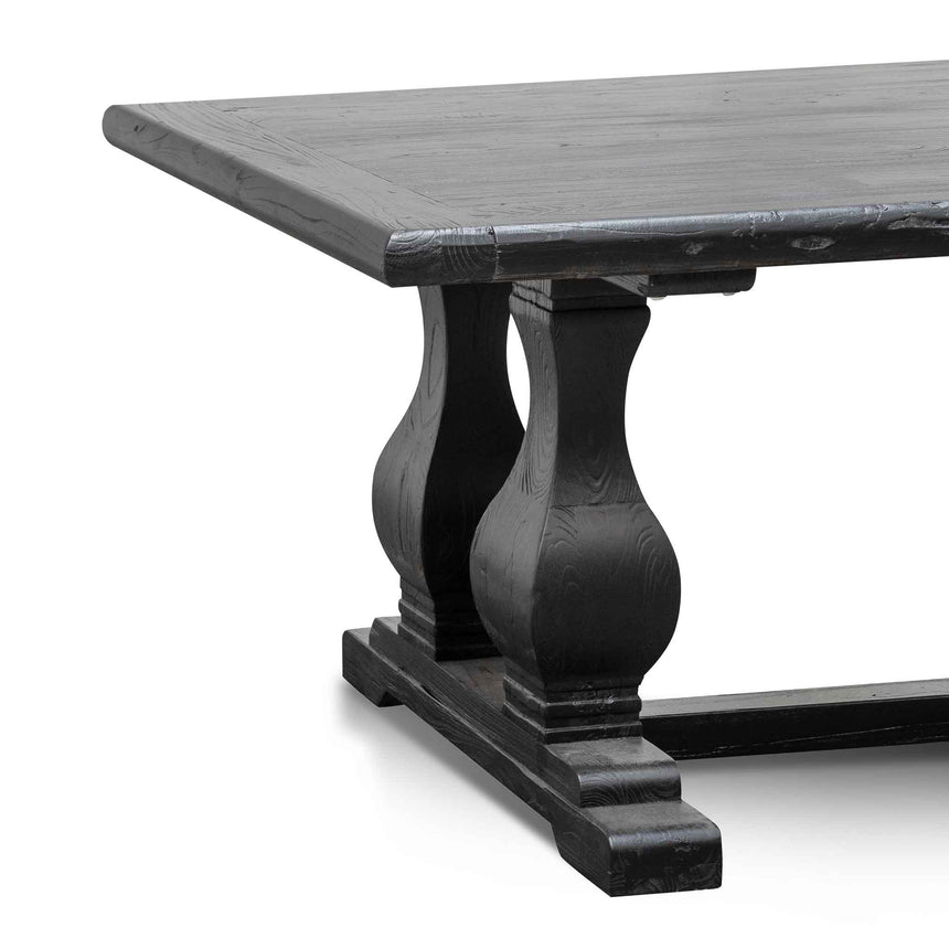 Elm Wood Dining Table 2.4m - Full Black - View 2