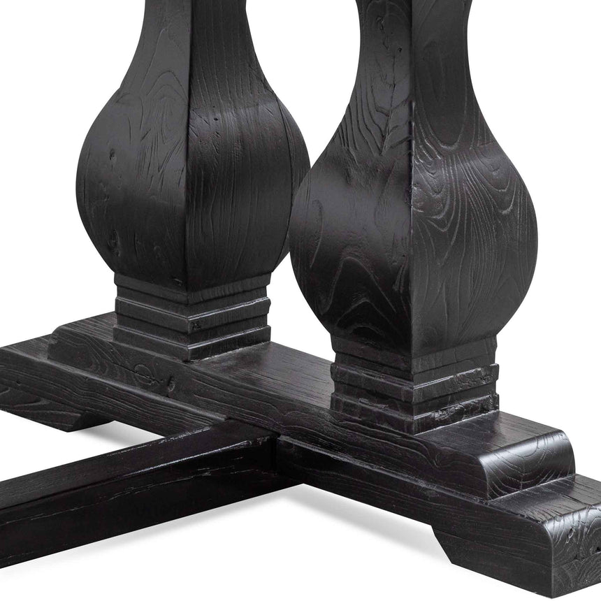 Elm Wood Dining Table 2.4m - Full Black - View 6