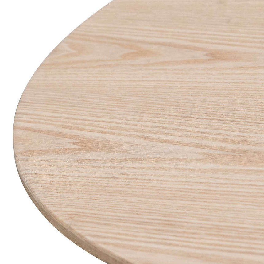 Round Wooden Dining Table - Natural Top and Black Base - View 3