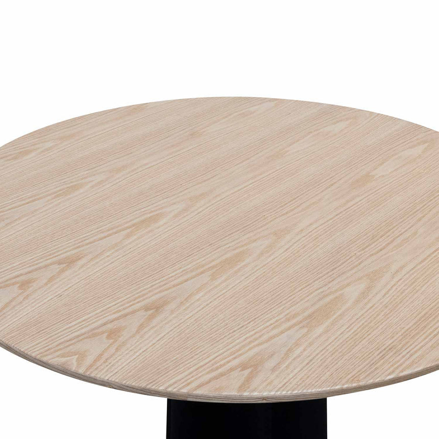 Round Wooden Dining Table - Natural Top and Black Base - View 4