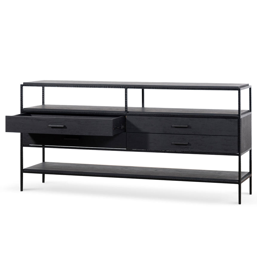 1.6m Sideboard Unit - Full Black - View 4