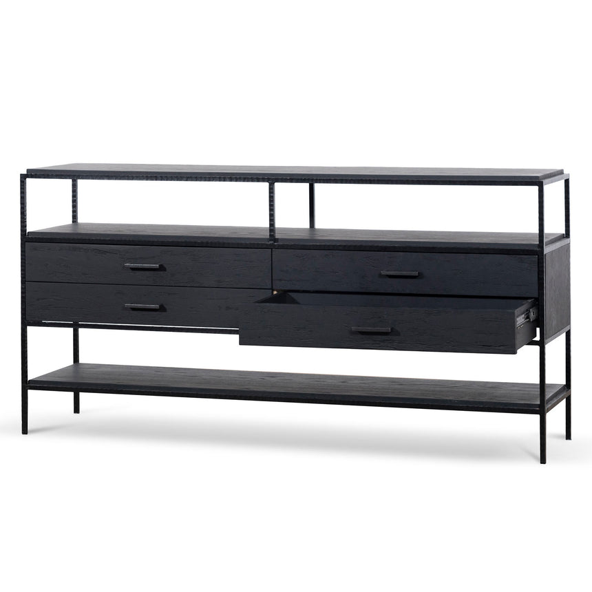 1.6m Sideboard Unit - Full Black - View 7