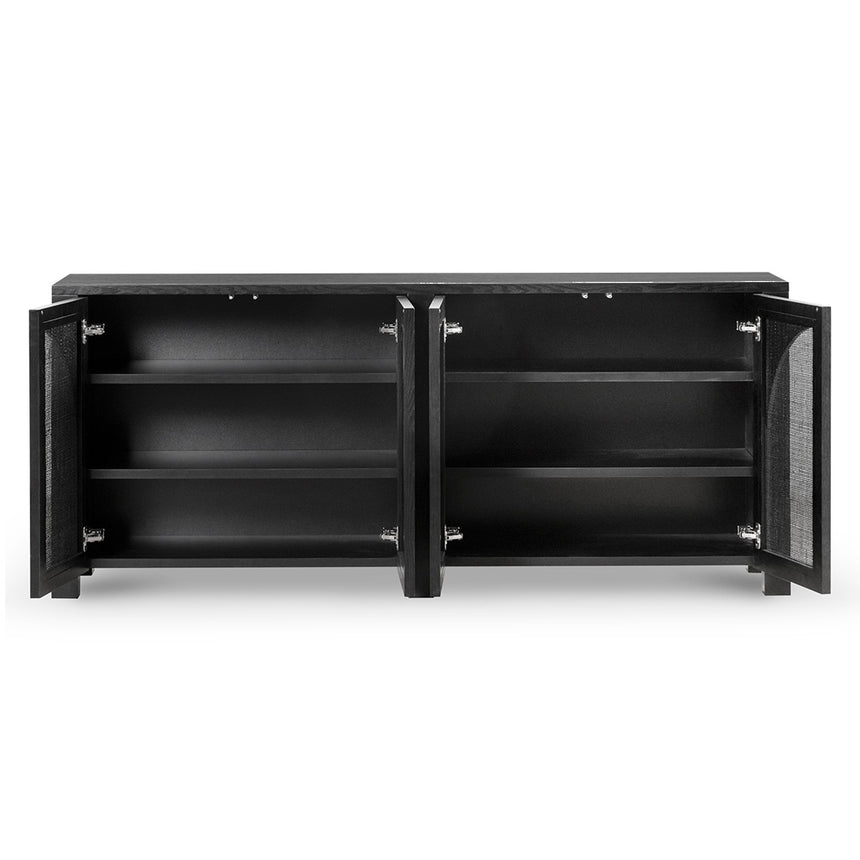 1.95m Black Oak Sideboard Unit - Rattan - View 3