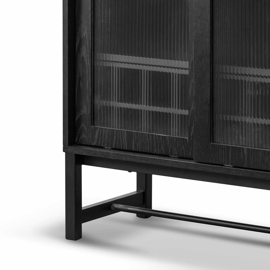 Black Bar Cabinet - Flute Glass Doors - View 5