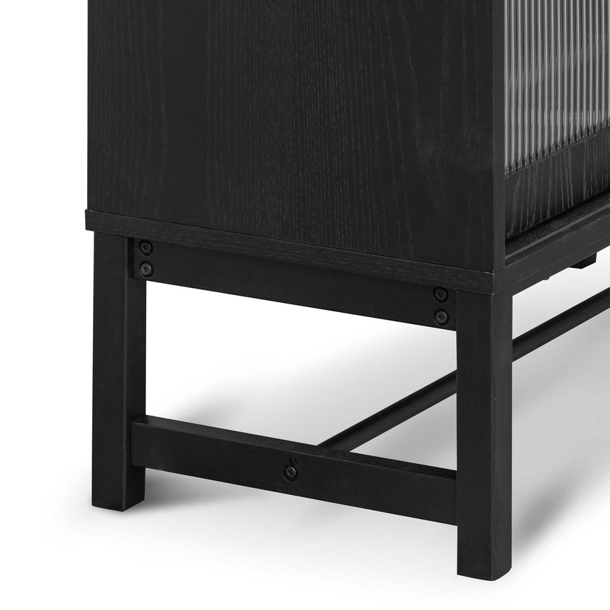 Black Bar Cabinet - Flute Glass Doors - View 6