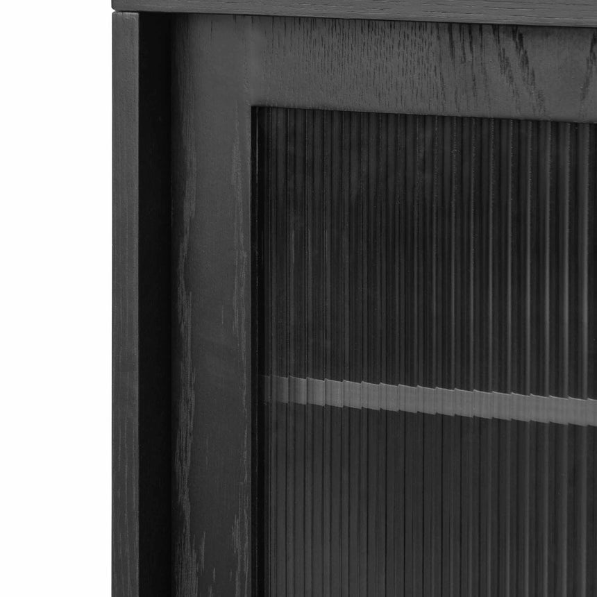 Black Bar Cabinet - Flute Glass Doors - View 7