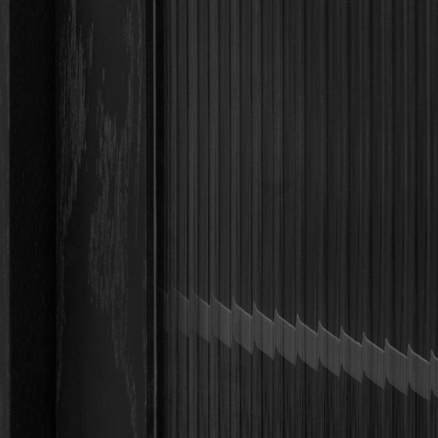 Black Bar Cabinet - Flute Glass Doors - View 8