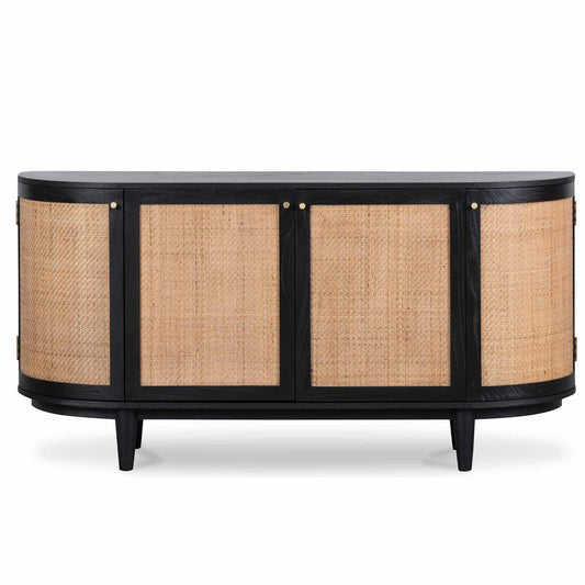 CDT6959-NI 1.7m Black Elm Sideboard - Rattan Doors