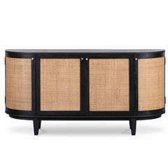 CDT6959-NI 1.7m Black Elm Sideboard - Rattan Doors