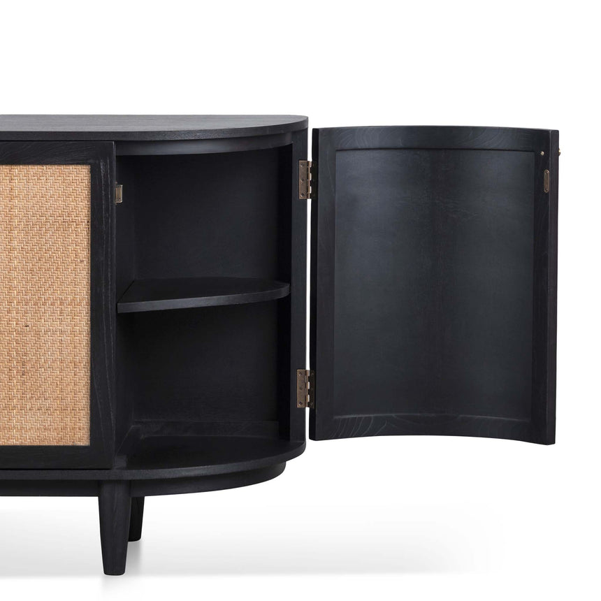 1.7m Black Elm Sideboard - Rattan Doors - View 6