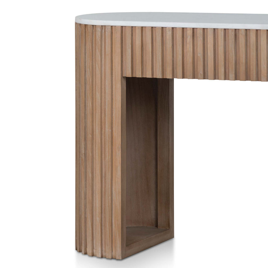 1.6m White Marble Console Table - Natural - View 3