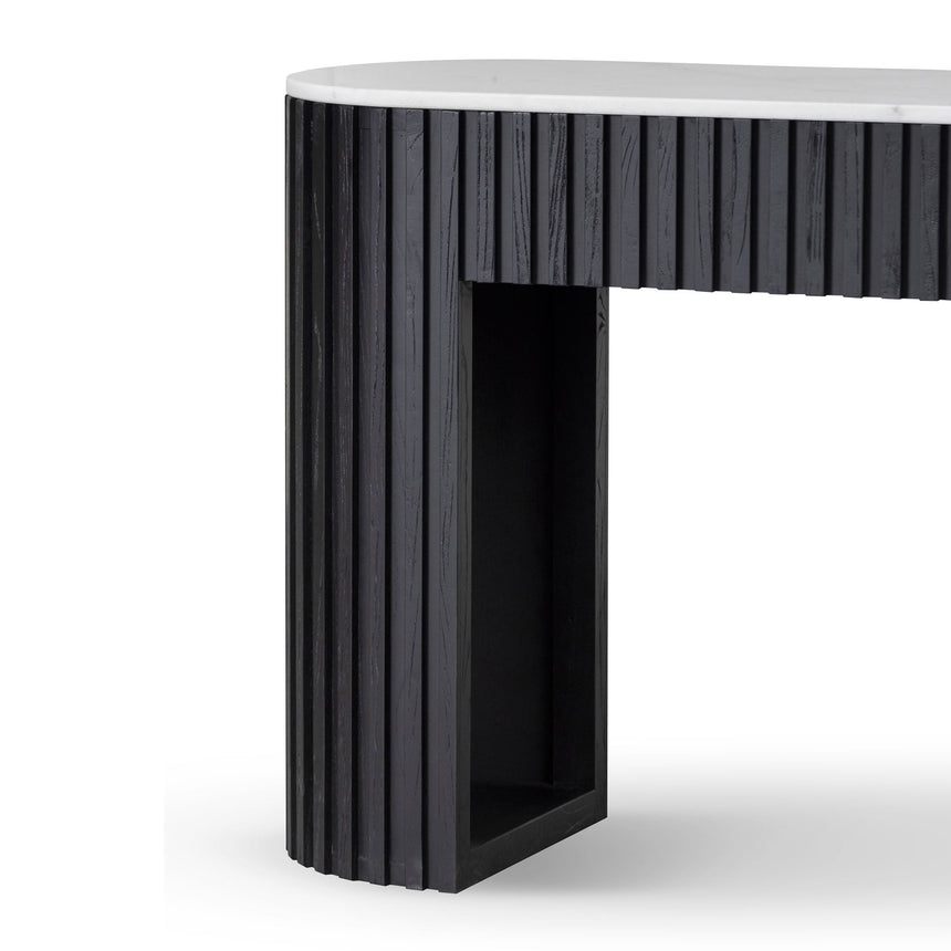 1.5m White Marble Console Table - Black - View 4