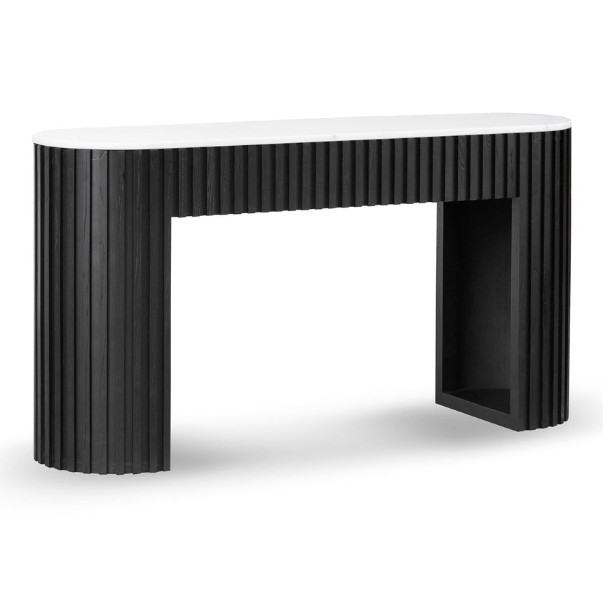 1.5m White Marble Console Table - Black - View 3