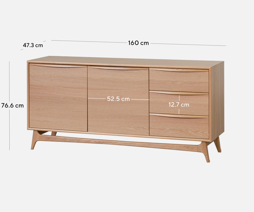 Wide Sideboard Unit with Drawers - Natural Oak - View 11