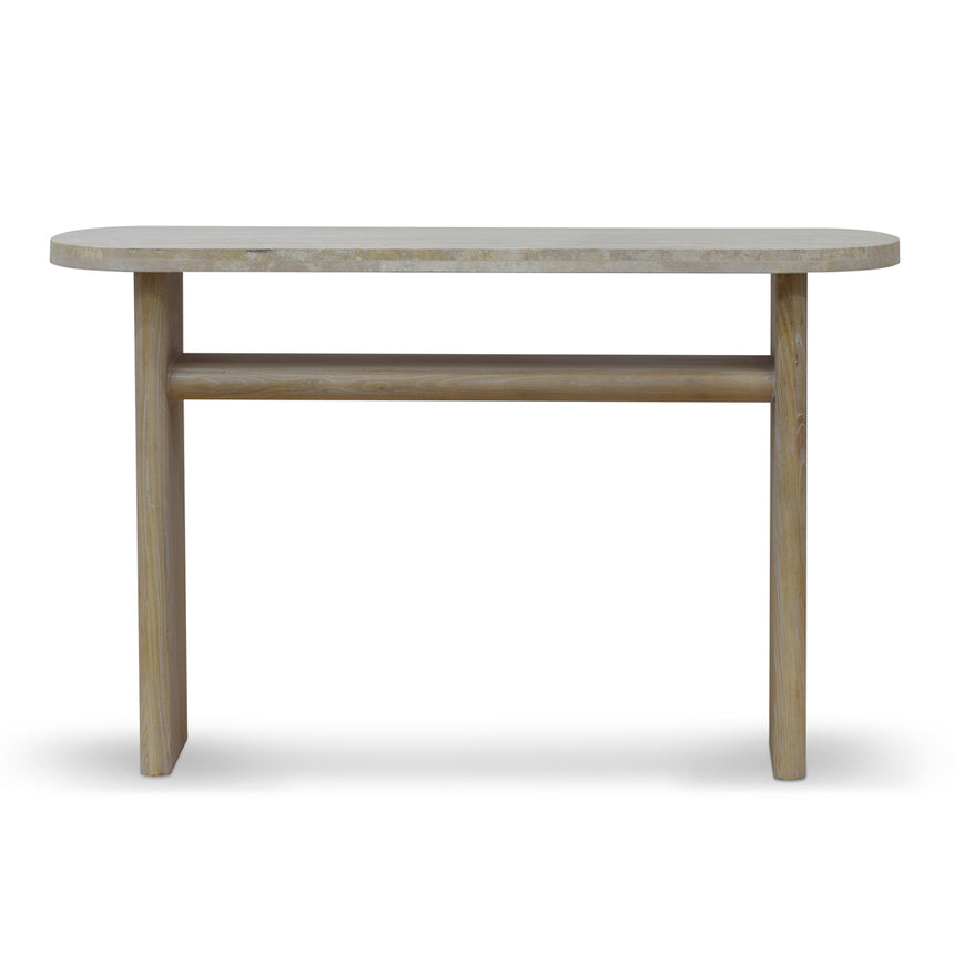 Travertine Marble 1.22m Console Table - White Wash - View 4
