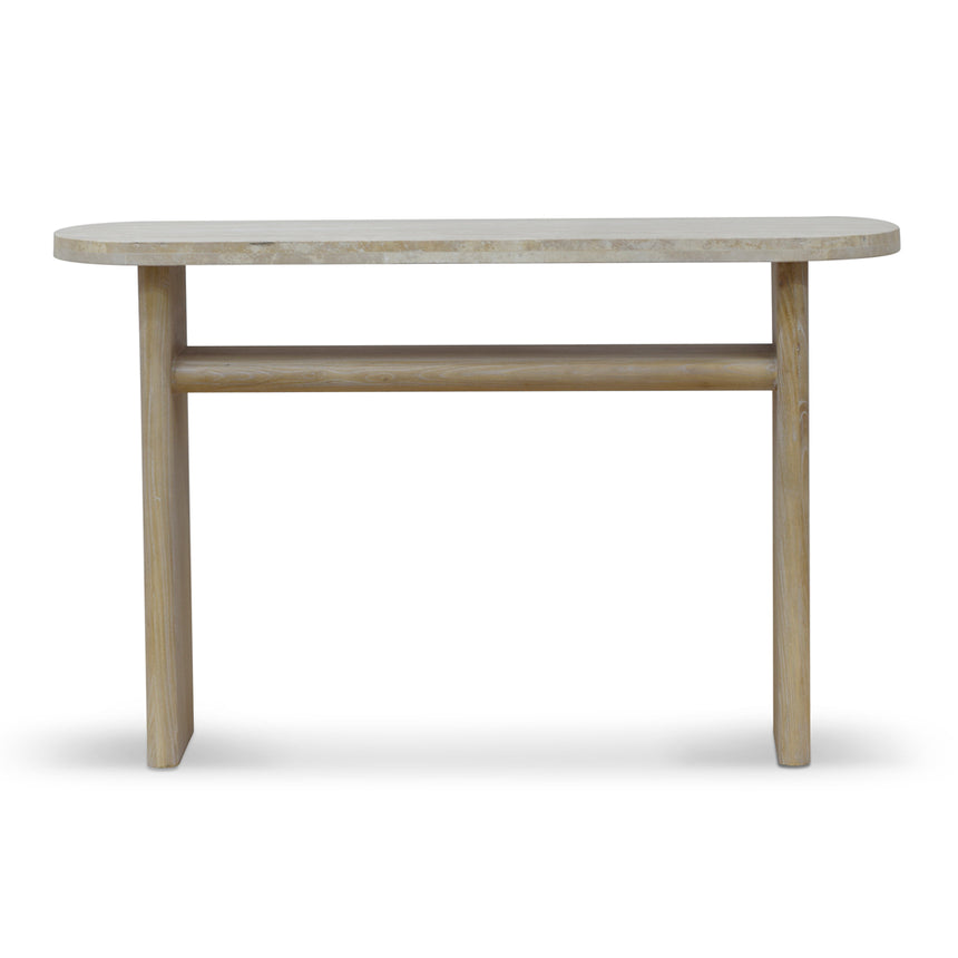 Travertine Marble 1.22m Console Table - White Wash - View 3
