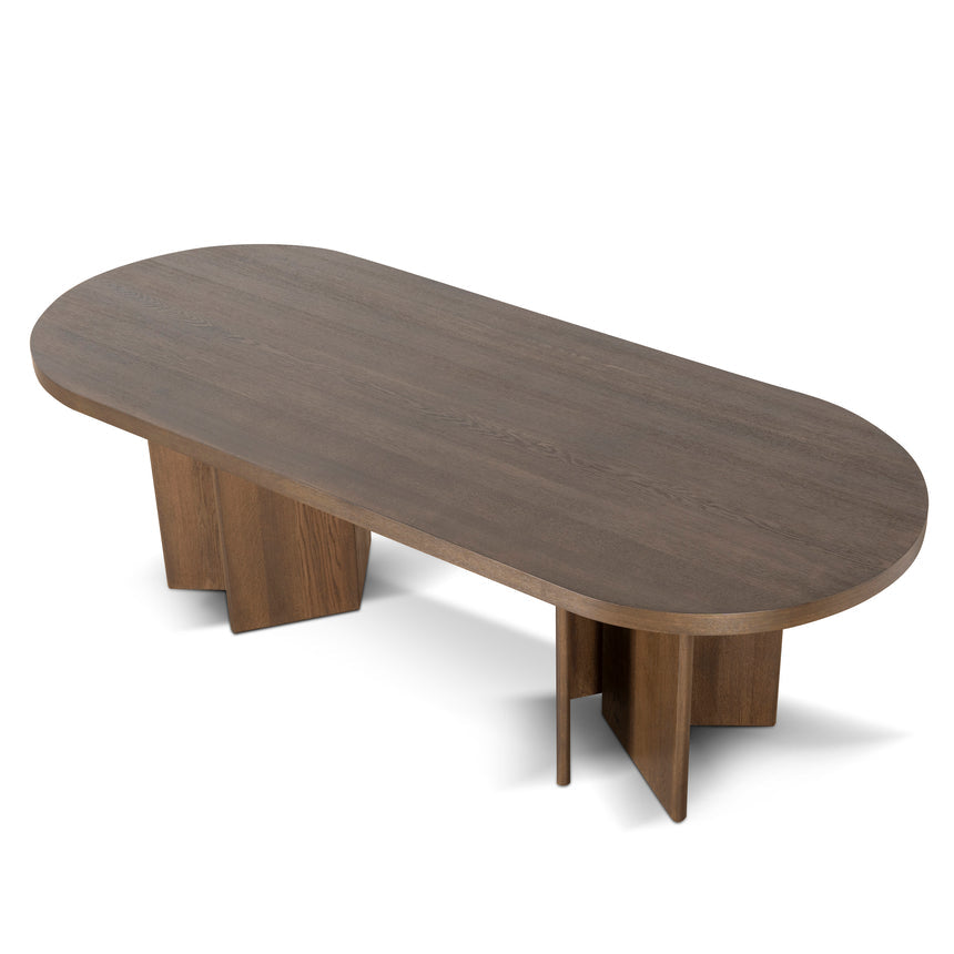 2.4m Pill Shape Dining Table - Caramel Oak - View 3