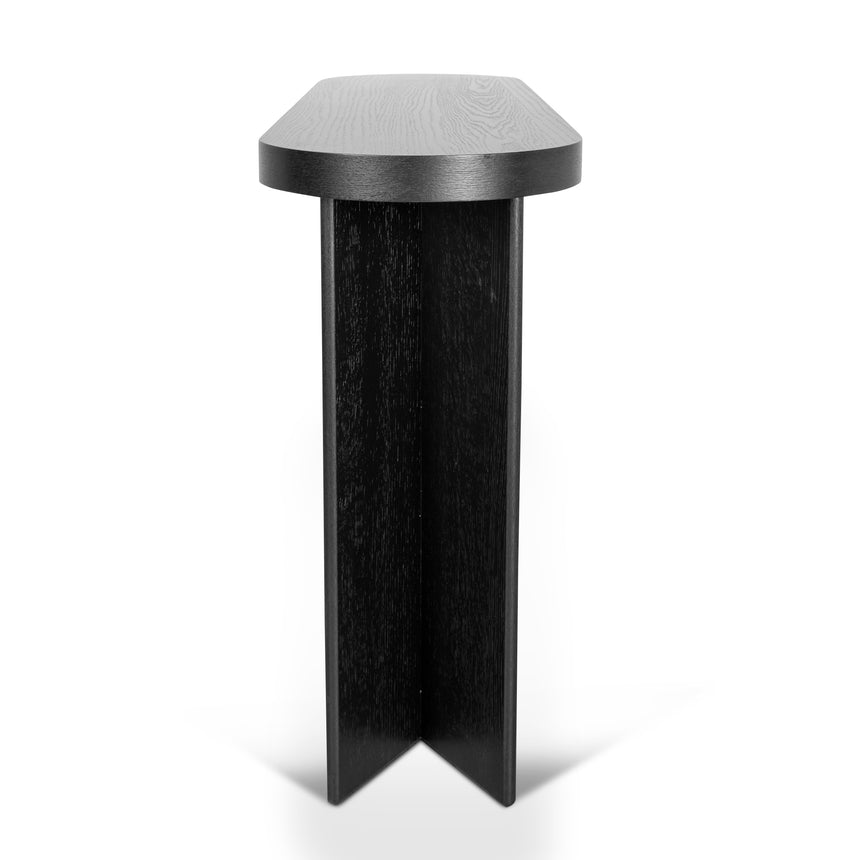 1.3m Pill Shape Console Table - Textured Espresso Black - View 6
