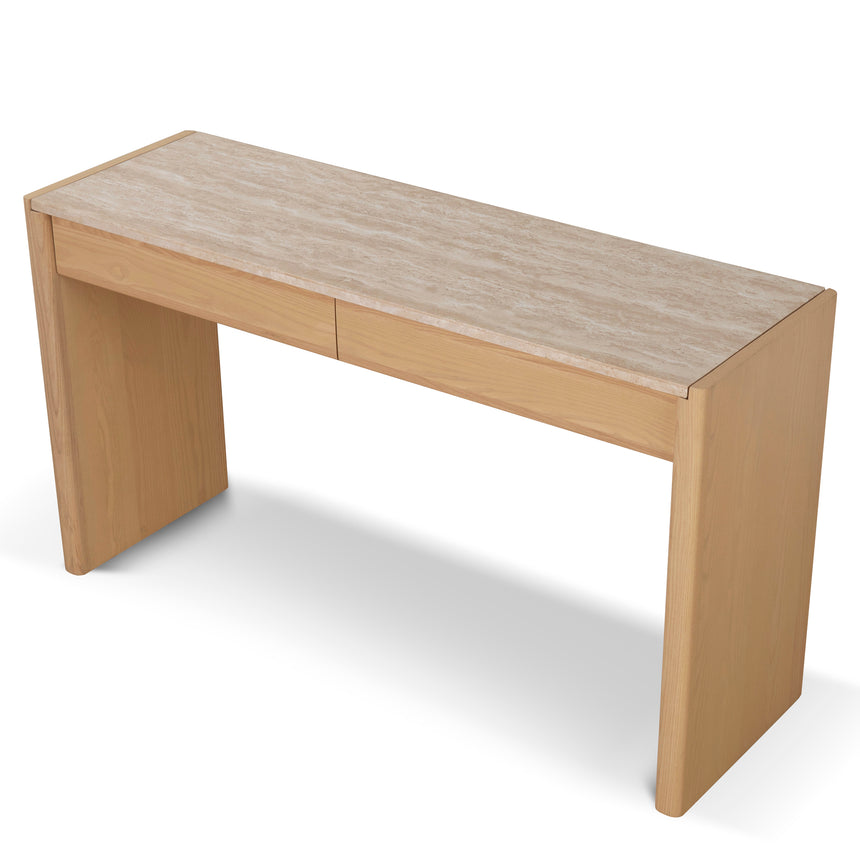 1.4m Travertine Top Console Table - Creme Ash - View 5