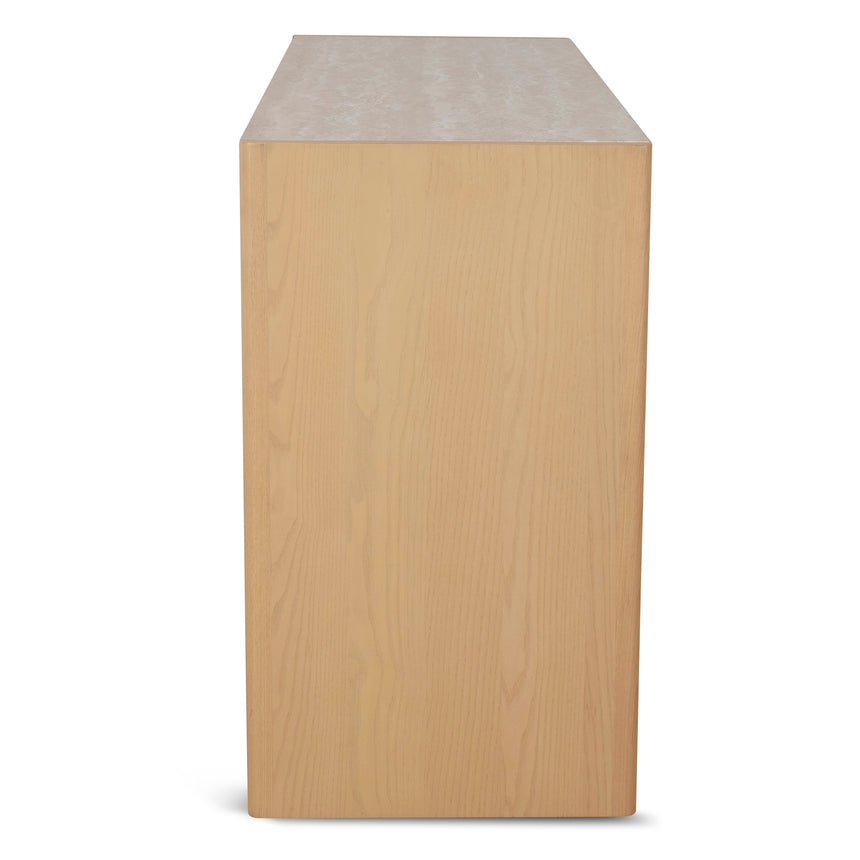1.4m Travertine Top Console Table - Creme Ash - View 10
