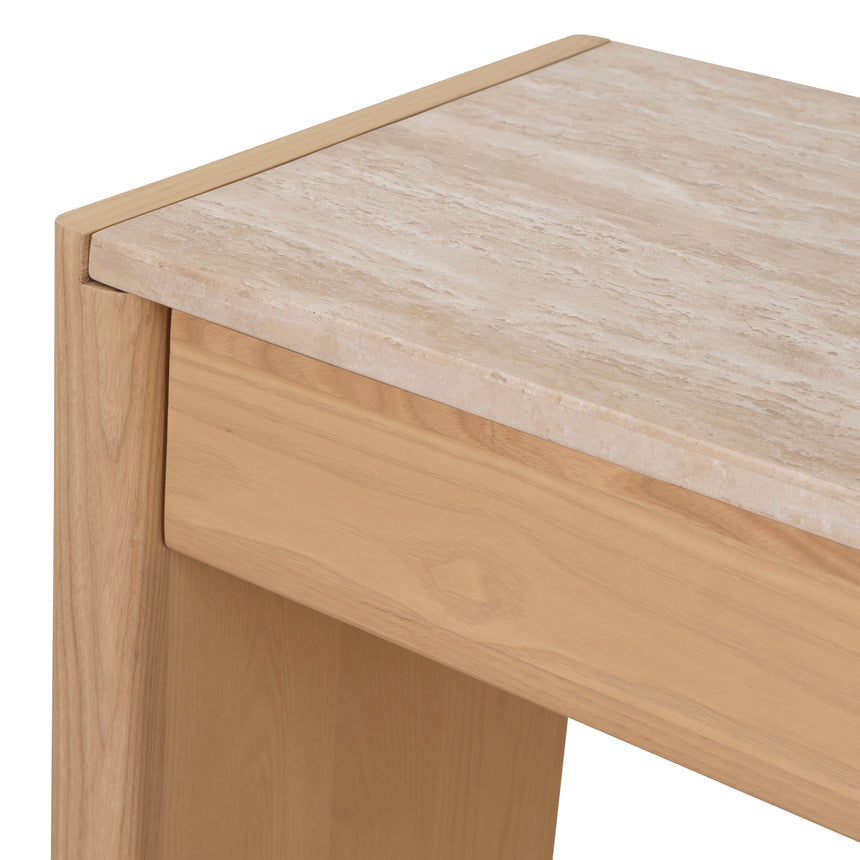 1.4m Travertine Top Console Table - Creme Ash - View 6