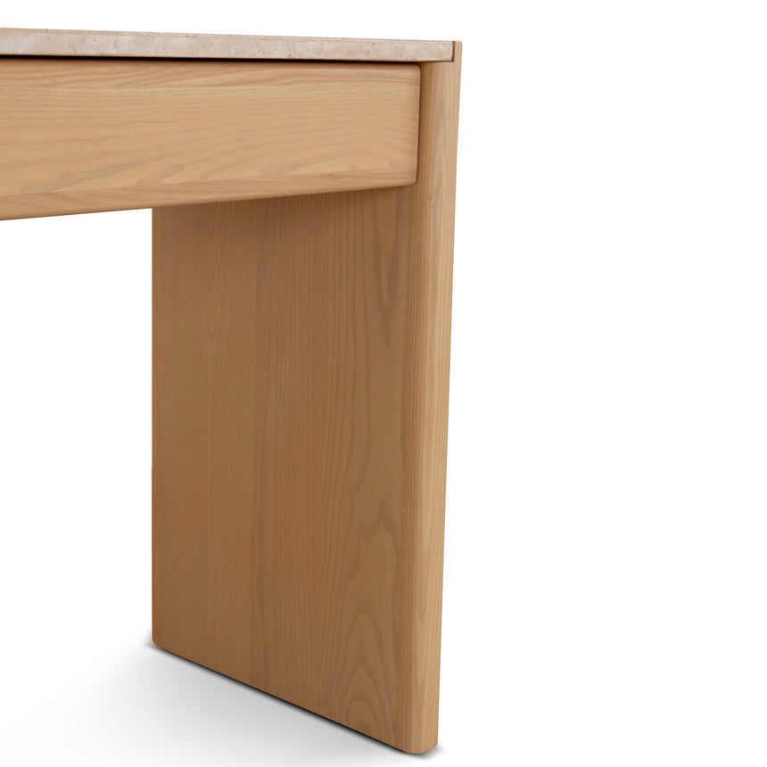 1.4m Travertine Top Console Table - Creme Ash - View 7