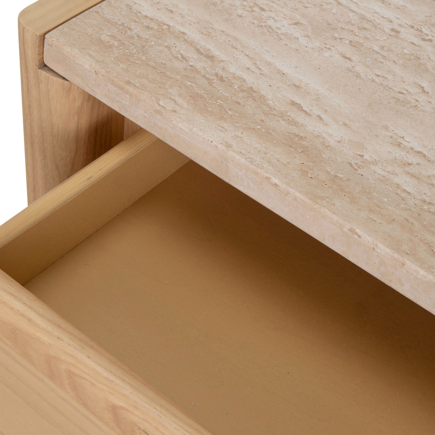1.4m Travertine Top Console Table - Creme Ash - View 8