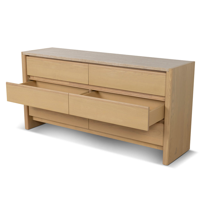 160m Travertine Chest of Drawers - Creme Ash - View 6