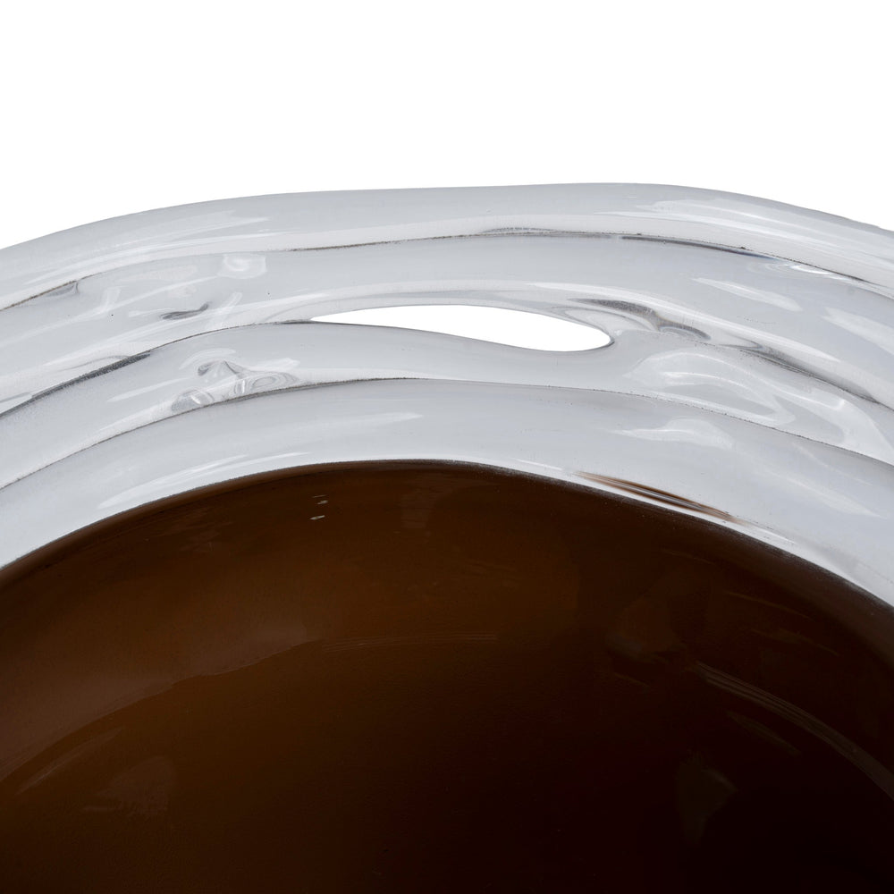 Stacked Wave Brown Bottom Bowl | Brown | Myka Home - View 3