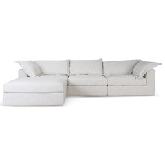CLC10105-KSO 3 Seater Chaise Sofa - Pebble Beige