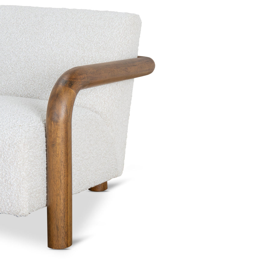 Off White Boucle Armchair - Walnut - View 13
