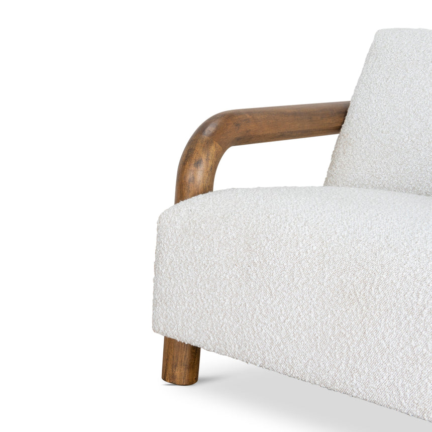 Off White Boucle Armchair - Walnut - View 14